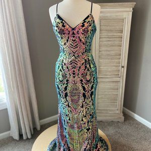 Iridescent sequined formal gown, Size 5, Prom, Pageant